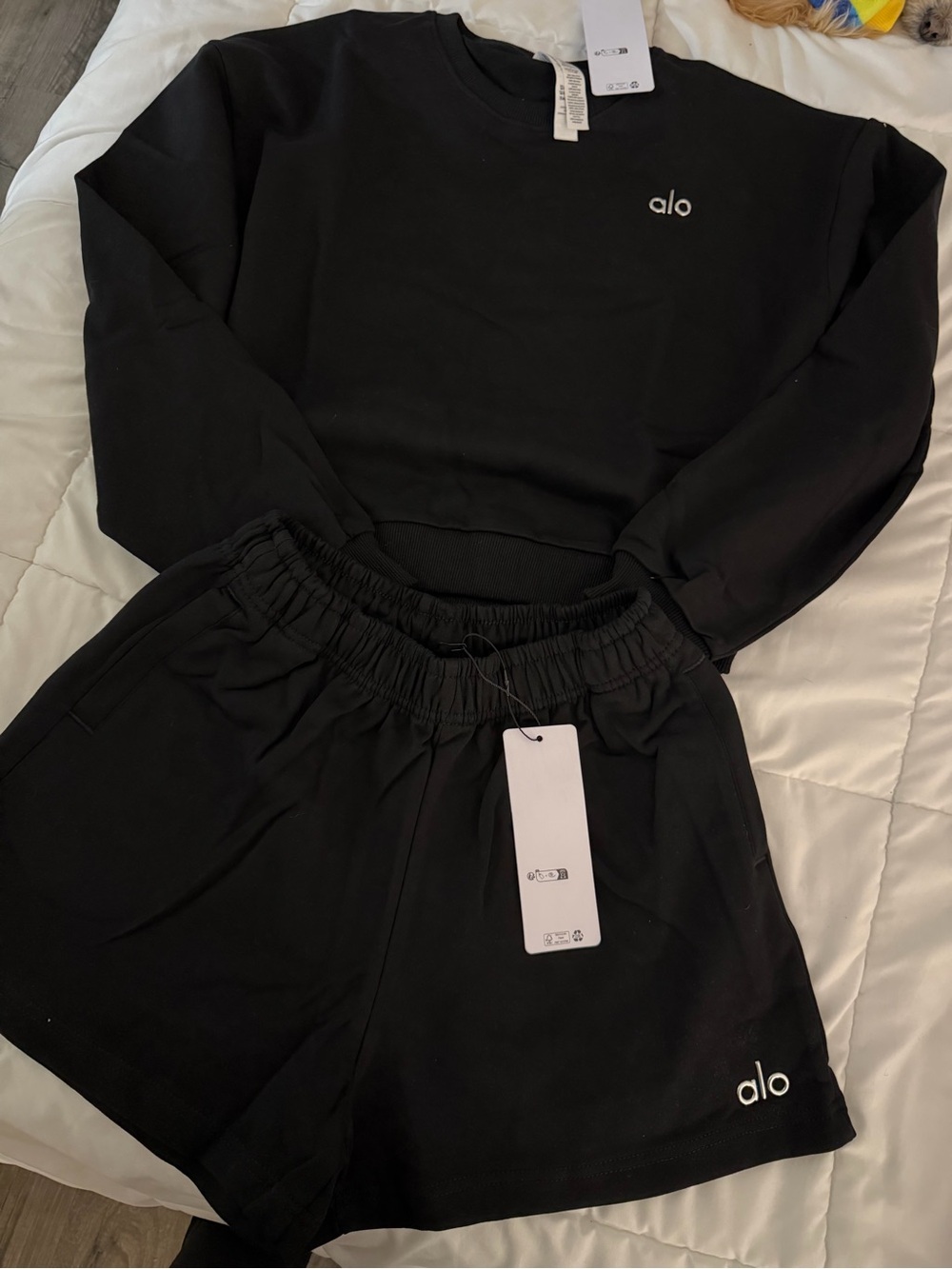ALO Yoga Pullover Sweatshirt & Shorts Set L